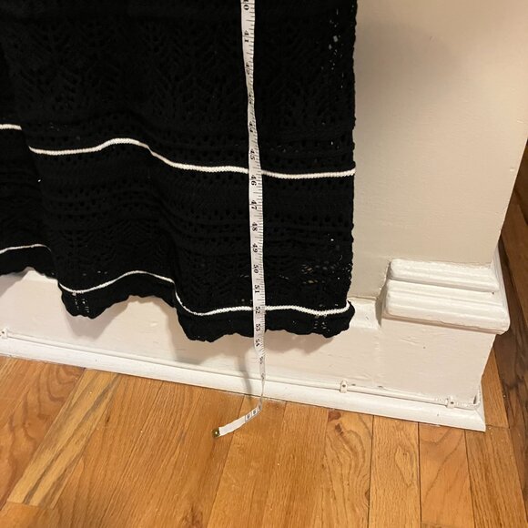 Abercrombie and Fitch Black with White Stripes Crochet Midi Dress with Straps XL - Picture 4 of 5